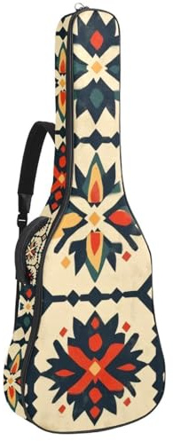 Gitarrentasche in voller Größe, wasserdichte Gitarren-Abdeckung, Tragetasche für akustische klassische E-Gitarren, Vintage-Blume und kleine Blume, Mehrfarbig 04, 42.9x16.9x4.7 in, Lässiger