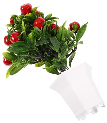 Alipis Árbol Frutal Artificial en Maceta Verde de Plástico para Decoración | Bonsái Realista, Uso en Salón y Escritorio, sin Poda Requerida, Pieza Ornamental