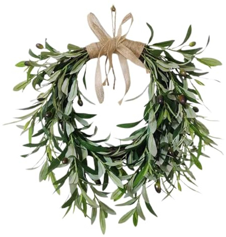 Corona di oliva artificiale, Olive Fatti di corone per la porta d'ingresso - Olive Branch Farmhouse Greenery Wreaths Home Decor,Finto squisito La primavera lascia swag per Natale, decorazione