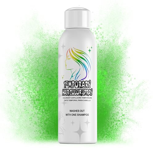 Green Temporary Hair Color Spray for Adults Kids, Instant Colored Hair Dye Alternative, Non-Sticky, Gentle Formula, Washable Disposable, Party Cosplay Christmas Hollowen, 150ml