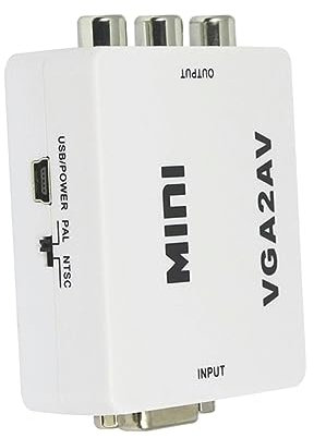 Veemoon Convertisseur Vga vers RCA AV Adaptateur Vidéo Audio Pc TV Support Pal Ntsc