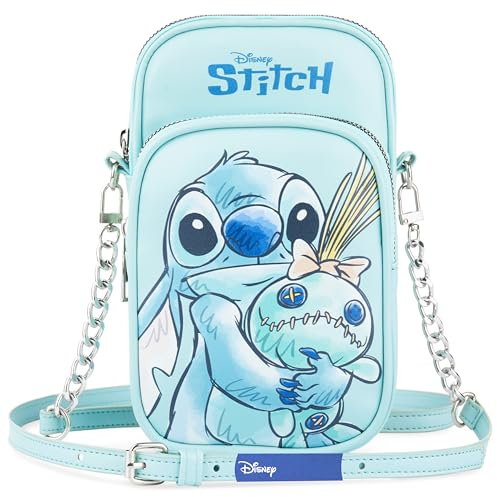 Get Trend Disney Stitch Borsa Tracolla Ragazza, Borsetta Porta Cellulare con Cinturino Regolabile per Viaggio, Regalo Bambina (Blu Stitch)