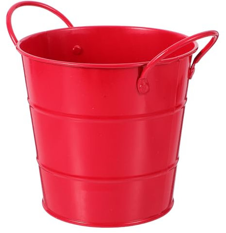 OSALADI Poubelle de Bureau en Fer Galvanisé Rouge, Multifonction avec Grosse Capacité, Design Simple et Rustique, pour Maisons et Écoles