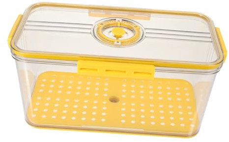 HOLIDYOYO Crisper Storage Box Bread Container Sealed Ring Draining Plate for Fridge