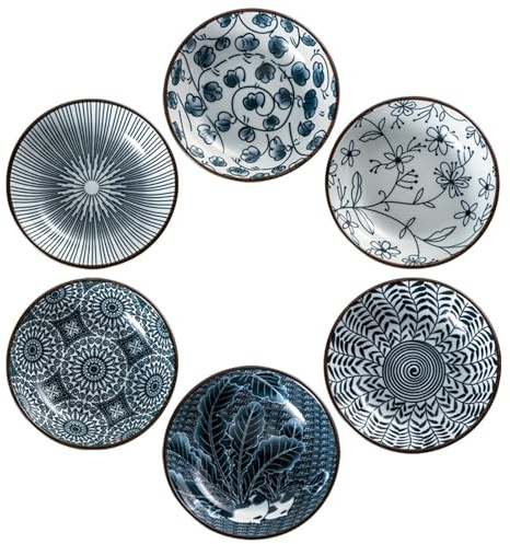 Haayymo Rotundity Lot de 6 bols à sauce soja en céramique de 10,2 cm, mini plat d'assaisonnement pour sauce, accompagnement, condiments, sushis, ramequins au four