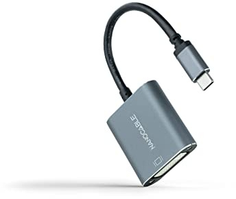Brightium Convertisseur USB-C vers DVI, aluminium gris, 15 cm, pour connecter des appareils USB-C à des moniteurs DVI. Idéal pour les présentations et l'extension de l'écran.