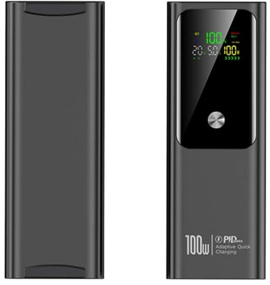 WSGDSG Power Bank per Laptop A Ricarica Rapida da 100 W, 20000 mAh, Caricabatterie Portatile con Schermo, 2 Porte USB Type-C E 1 USB, Batteria Esterna, può Essere Portata in Aereo(Color:Black)