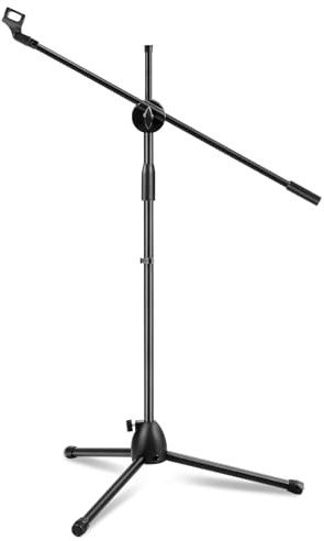 Microphone Stand Collapsible Microphone Tripod Boom Arm Adjustable 82-152CM | Stage Mic Holder Tripod Boom with Mic Clip
