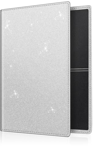 FINTIE Fahrzeugschein Hülle für Zulassungsbescheinigung - Ultradünne Leichte Fahrzeugscheinetui Kreditkartenetui aus Kunstleder Tasche für KFZ Fahrzeugschein/Ausweis/Karten, Glittering Silber