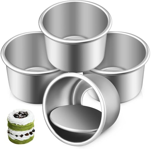 VINTORKY Molde Para Pastel Redondo Desmontable 2 Pulgadas Aleación De Aluminio Antiadherente 4 Piezas Para Hornear Pasteles Tartas y Mousse Fiestas y Picnics