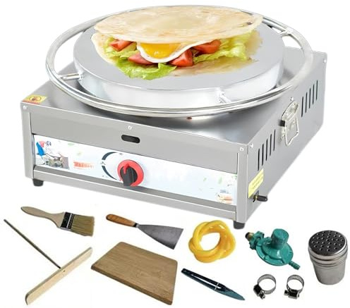 Crepera eléctrica con superficie antiadherente, incluye esparcidor de masa y espátula de madera para panqueques y crepes perfectos en casa o uso comercial