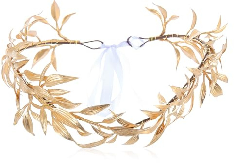 Lorbeerkranz Haarreif Gold, Antiker Blätter Haarkranz für Damen & Herren, Griechische Göttin Kostüm Accessoire, Hochzeit & Party Schmuck
