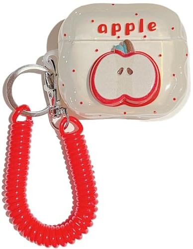 PIQIUZC Custodia carina per AirPods Pro 3, design creativo con motivo mela kawaii, divertente custodia protettiva per auricolari per AirPods Pro di terza generazione (2025)