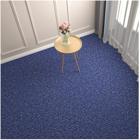 Moqueta en losetas, 30 x 30 cm, resistente revestimiento de suelo, antideslizante, autoadhesiva y recortable para dormitorio, cocina, sal贸n,Azul,4 Piezas