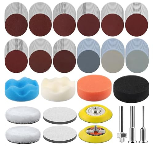 Idhadkc 133 PCS 3 Inch Sanding Disc Drill Polishing Kit, 60-10000 Grits Sandpaper Buffing Pads with Hook and Loop Sanding Discs