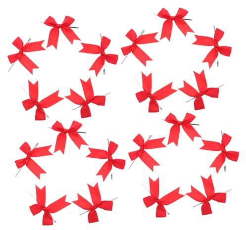 HOMSFOU 50 Piezas Lazos de Cinta Rojos Hechos Mano con Alambre Pretied para Decoración de Dulces Envoltorios de Regalo Tartas y Manualidades Bodas y Fiestas