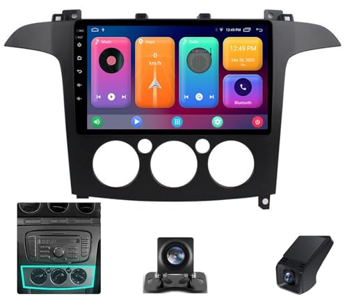 Android 13 Double Din Car Stereo Head unit For Ford S-MAX S MAX 1 2006-2015 9 Inch Touchscreen Bluetooth Car Stereo with FM/DVR+Reverse Camera/Wifi/DSP/Steering Wheel Controls(B,NF-1)