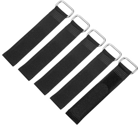 sourcing map 5Pcs Reusable Battery Tie Down Straps,0.8x6 Black Nylon Multipurpose Battery Hold Down Adjustable Cinch Strap Hook Loops Fastening Tie for Quadcopters FPV RC Drone Boat Cars