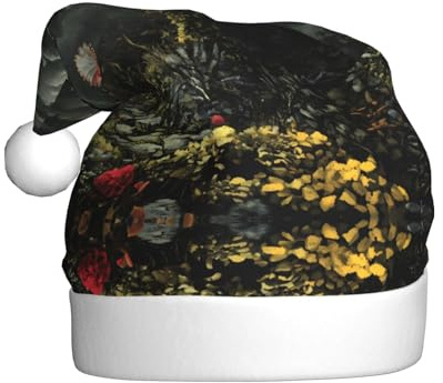 QAZWZML Die Venus Flytrap Waits Weihnachtsmütze für Erwachsene mit aufgedruckten Feiertags-Drucken, perfekt für Bühnenauftritte, Urlaubspartys und mehr