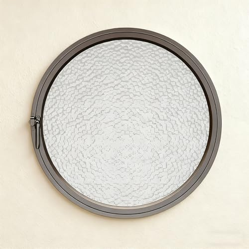 Finestra Rotonda A Giroletto,Finestra Seminterrato,oblò Rotondo,Finestre Di Ventilazione Girevoli A 360°,Per Bagno,Camera Da Letto,Soggiorno(Black2,80cm/31.5in)