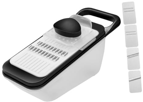 Toyvian Cortador de Verduras Multiusos 4 Cuchillas Ajustables Cortador de Alimentos Doméstico Negro para Cortar Rallar y Rebanar Adecuado para Cocina y Ensaladas