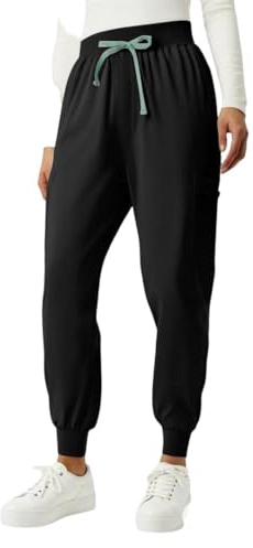 Women Solid Color Drawstring Elastic Waist Pocket Protective Pants Thin Daily Working Comfy Trousers Black S