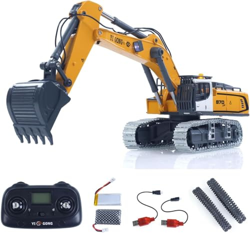 s-idee 1:50 RC Hobby RC-Bagger Baumaschine Fernsteuerung Elektrischer Hebebagger Metallschaufel Ketten Licht Sound RTR Akku