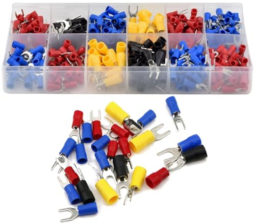 Assortimento di terminali a forcella SV, connettori in rame preisolati a forma Y/U, punte for cavi pressate a freddo for 0,5-6 mm²