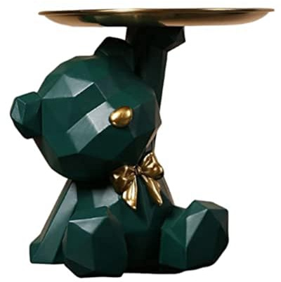 Generchin Bandeja de Almacenamiento Estatua Estatuilla, JoyeríA Pendientes Bandeja de LáPices Labiales, Estatuas de Oso con, Esculturas Cuenco para Llaves-C
