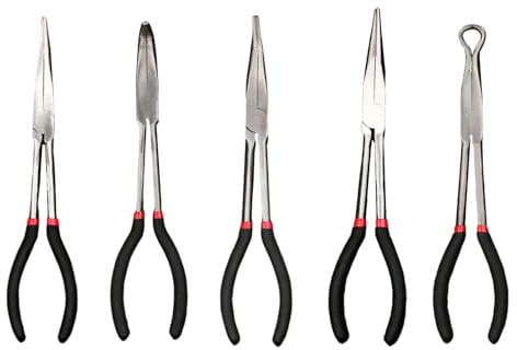 Pinze a punta fine | con pinze angolate di 25, 45 e 90 gradi | Pinze a punta fine a portata lunga 28 cm | Per idraulici, gioielli, artigianato, lavori elettrici e automobilistici