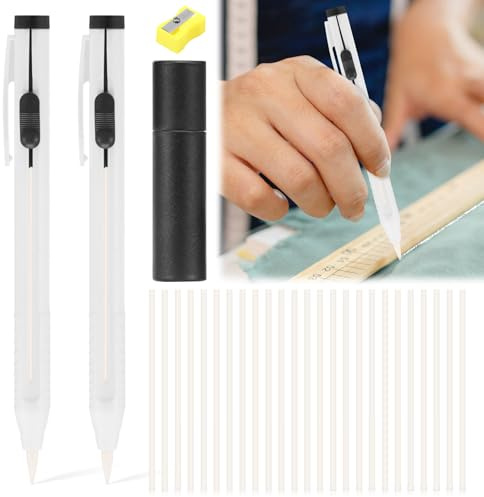 harupink 2 tizas de sastre, lápiz de tiza para sastre con 25 recargas y sacapuntas, tiza de costura, lápiz para costura, costura, notas, manualidades (28 unidades)