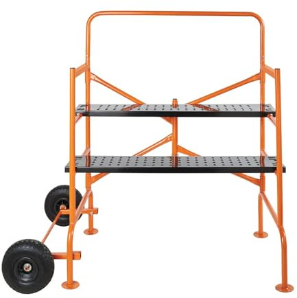 Coopers of Stortford - Folding Work Platform with Two Adjustable Decks - Portable Mini Scaffold with Wheels, 150kg Capacity - 140 x 78 x 135cm