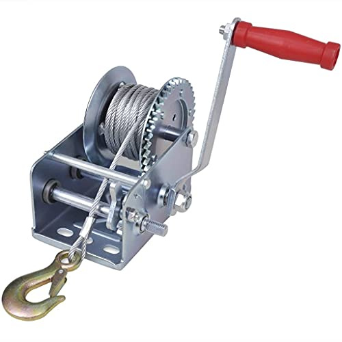 Runheo Cabrestante manual 1130 kg hierro 10 m cable de alambre de 5 mm 2 vías 2 velocidades 4 1 8 1 para furgonetas pequeñas todoterreno barco remolque tracción montañas asegurar carga