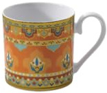 Villeroy & Boch Samarkand Mandarin Espressotasse, 50 ml, Mokkatasse mit orientalischem Dekor, Premium Bone Porcelain, Mehrfarbig/Orange