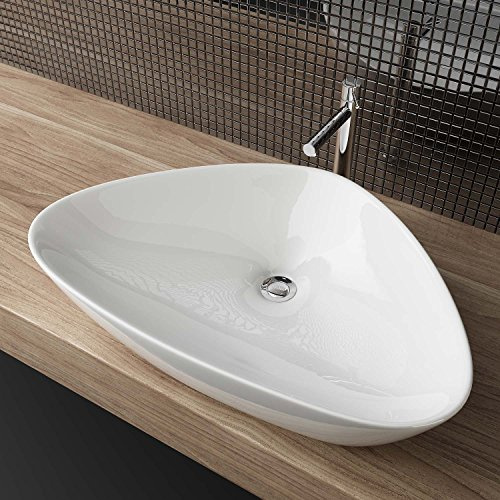 Waschbecken24 | Aufsatzwaschbecken | Premium-Qualität | Einfache Installation | Modernes Design (67x44x15cm, Weiß / A85)