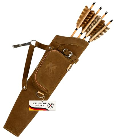 elToro Cinnamon - Seitenköcher aus braunem Wildleder mit aufgesetzter Tasche; Zubehör für Pfeil und Bogen