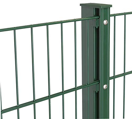 Doppelstabmattenzaun Höhe 1,63 m Pfosten mit Abdeckleiste 10 bis 40 m Anthrazit + Moosgrün (15 m, Moosgrün RAL 6005)