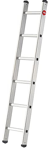 Hailo S60 ProfiStep UNO Anlegeleiter - Leiter 6 Sprossen - Alu Sprossenleiter mit 2 Tatzenfüßen - belastbar bis 150kg - Aluminium Leiter Made in Germany - Sprossen Anlegeleiter rostfrei - Silber