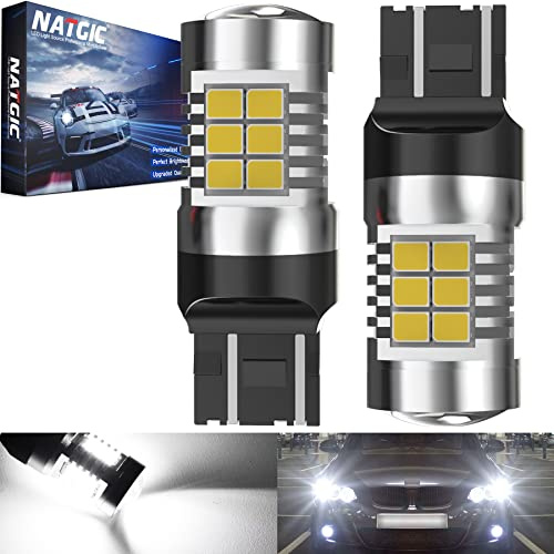 NATGIC 7443 7444NA 7440 992 T20 Lampadine a LED Xenon White 2835 Chipset SMD con obiettivo Proiettore per freno posteriore Luci di retromarcia, 10-16V 10.5W (2-Pack)