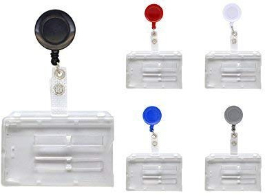 Schmalz® 10 Stück KARTENHALTER MIT Schieber FÜR 2 Karten UND AUSWEISJOJO SKIPASSHALTER Vinyllasche gewebeverstärkt Querformat Ausweishalter ausziehbar (grau)