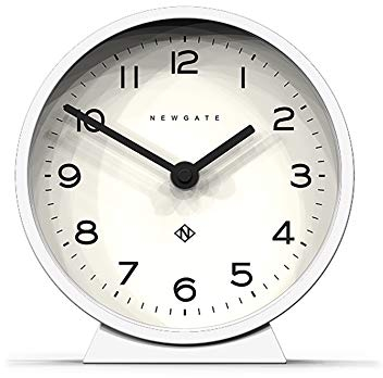 NEWGATE® M Mantel Echo schreibtischuhr | Modernes rundes Design | Weiß | Leicht lesbare Zahlen | Zeitgenössischer Stil für Schreibtisch, Tisch, Regal oder nachttisch