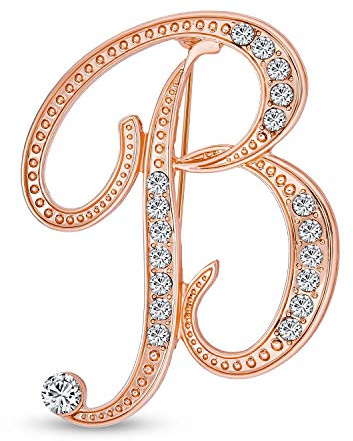 Großes Statement Abc Pave Crystal Cursive Script Monogramm Buchstaben Alphabet Initiale B Schal Revers Pin Brosche Für Frauen Rose Vergoldet
