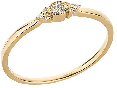 Ardeo Aurum Damenring aus 375 Gold Gelbgold mit 0,08 ct Diamanten Brillant in verzierter Zargenfassung Verlobungsring Gr. 50