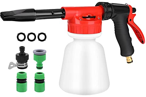 Luckits Schaumpistole Auto Schaum Pistol, Niedriger Druck Reinigung Schaum Pistole mit 1L Flasche Abnehmbar Schaumpistole Einstellbares Übersetzungsrad Schaum Waschpistole für Auto, Haus, Garten