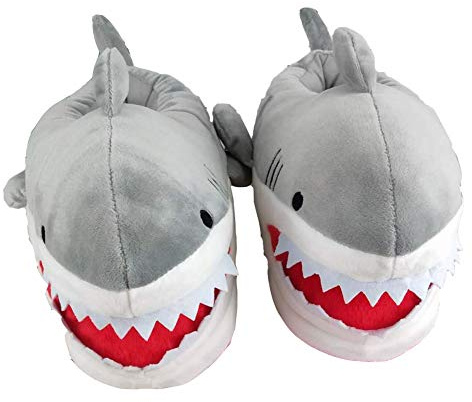 YELAN Zapatillas de perro cerdo pantuflas para mujer hombre invierno casa de peluche Tiburón Zapatos
