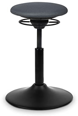BALIMO® Classic – Bewegungshocker - Ergonomischer Hocker mit beweglicher Sitzfläche – Rücken-Trainer für aktives Sitzen – Standfuß schwarz matt - (Stoffbezug Dunkelgrau)