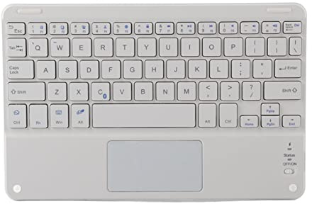 KIMISS Teclado Bluetooth con Touchpad Touchpad Teclado Bluetooth White Abs Iron Portable 9In Bluetooth Touchpad Teclado Tijeras Diseño de Pies Teclado Bluetooth Ultra Delgado