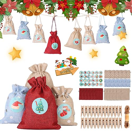 Adventskalender Zum Befüllen(24 Stück), Adventskalender 2024 Für Kinder, Adventskalender Aufklebern, Weihnachtskalender Adventskalender Zum Befüllen