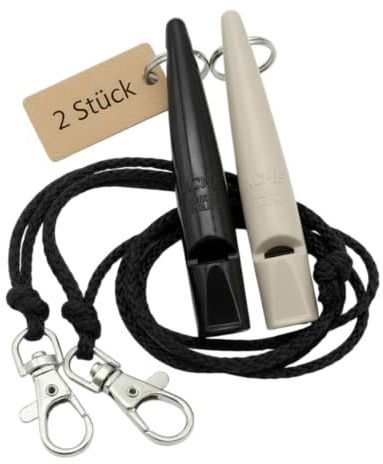 ACME Hundepfeife No. 211,5 mit Pfeifenband | Im Doppelpack | 2 Pfeifen inklusive 2 Bänder | Ideal für den Rückruf - Laut und weitreichend (Black + Mink)