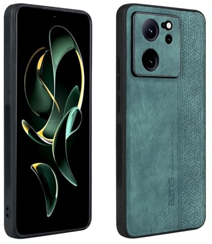 XINYEXIN Funda para Xiaomi 13T / Xiaomi 13T Pro, Ultradelgado Antideslizante Antichoque Carcasa, Funda Protectora de Cuero Vintage - Verde